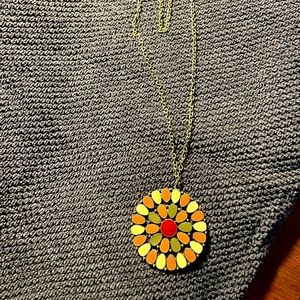 Boho glass bead necklace with adjustable 36inch chain